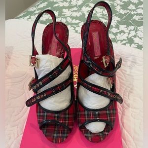 Betsey Johnson red plaid heels. Size 10